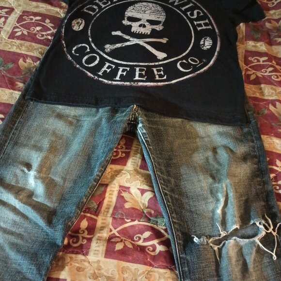 1. Death Wish Coffee Company ,Standard Cloth Jeans, and t-shirt. - Picture 8 of 9